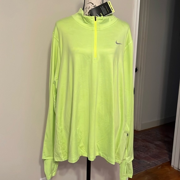 Nike Other - Nike Running 1/4 Zip Lime Green Color Standard Fit with Reflective Trim